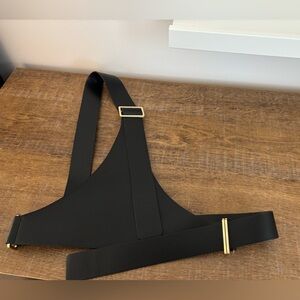 Zara Black Harness Belt with Gold Buckle